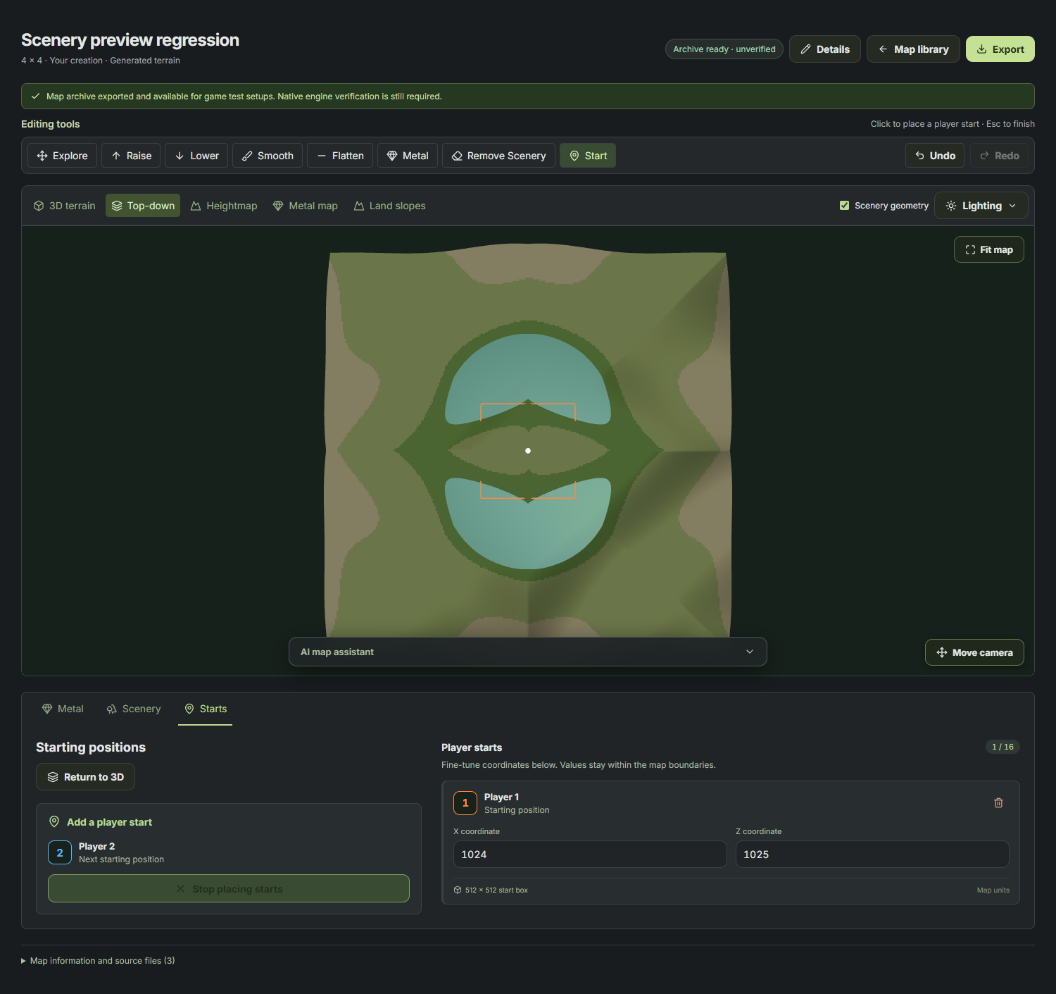 The current Landscape Studio interface with terrain tools and a top-down map